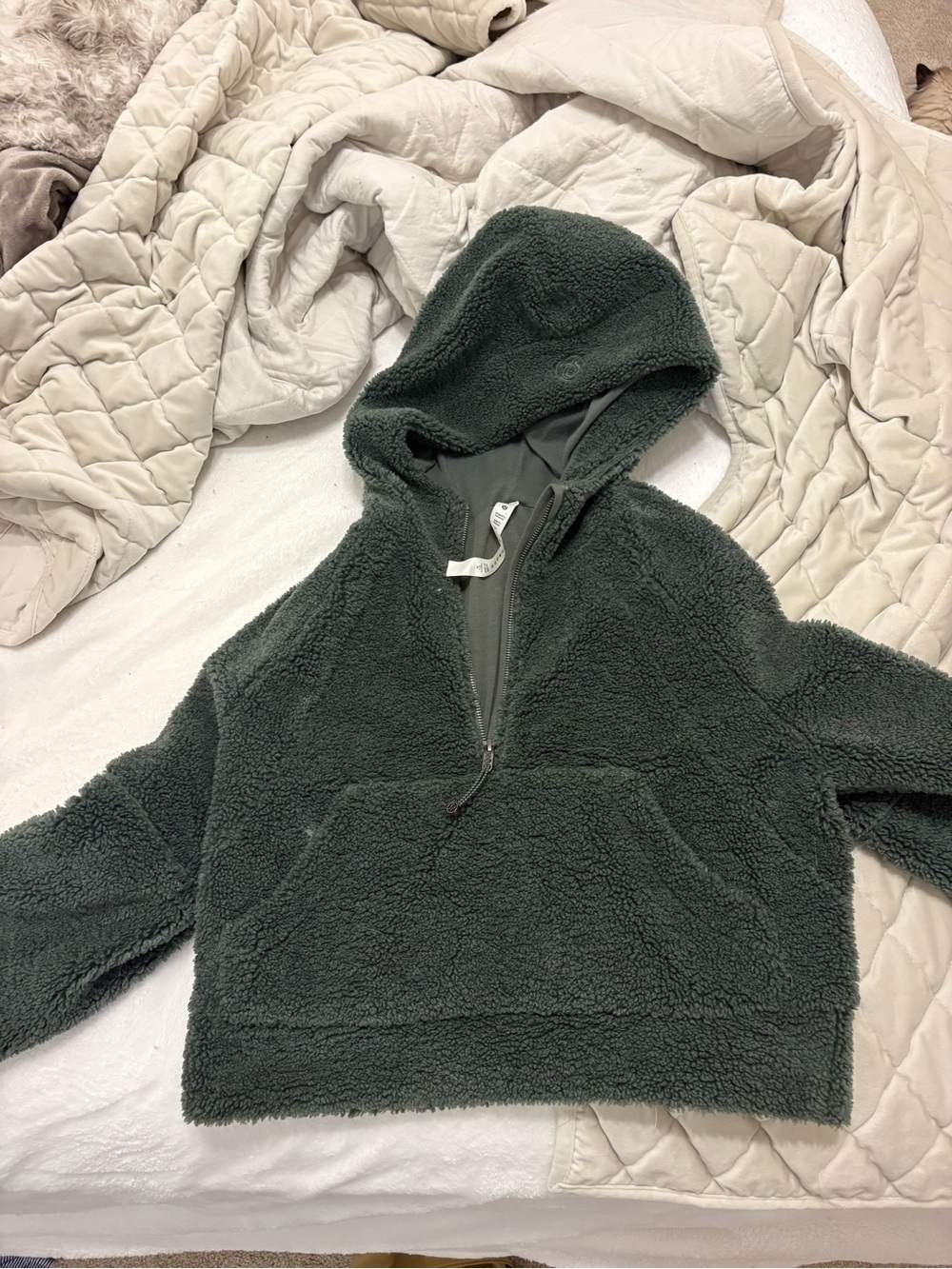 lululemon athletica Dark Green Sherpa Hooded Pullover
